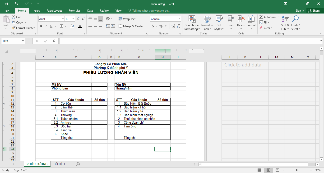 cách làm phiếu lương hàng loạt trên excel