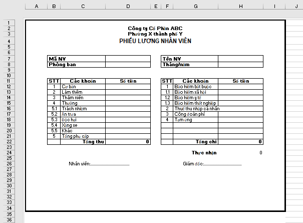 cách làm phiếu lương hàng loạt trên excel
