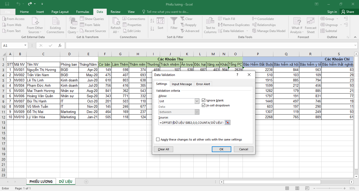 cách làm phiếu lương hàng loạt trên excel