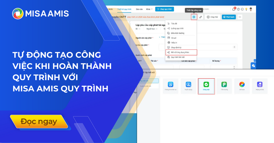 tự động tạo công việc sau khi hoàn thành quy trình