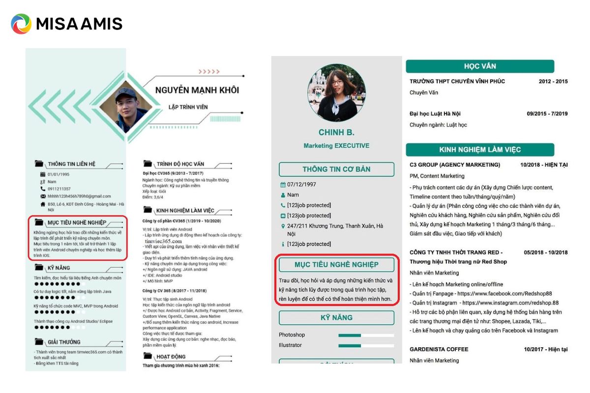 mẫu mục tiêu nghề nghiệp trong CV