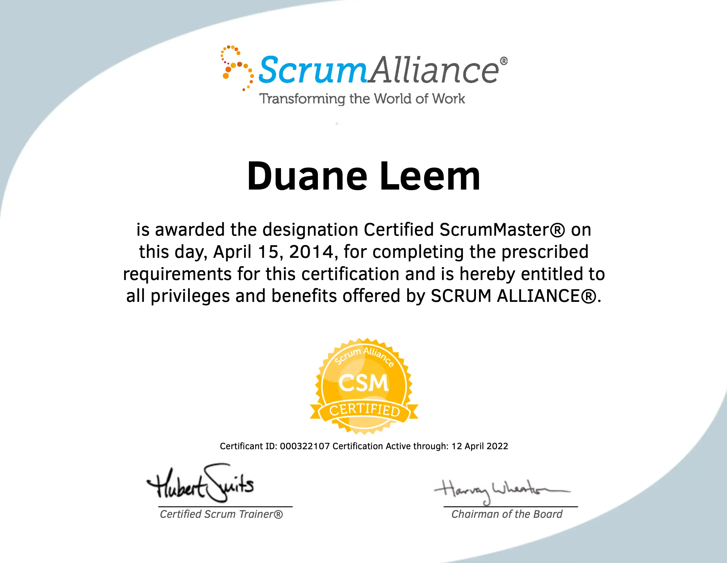 Certified ScrumMaster (CSM)