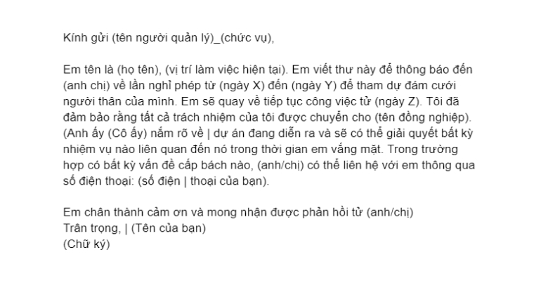 mẫu email xin nghỉ phép 4