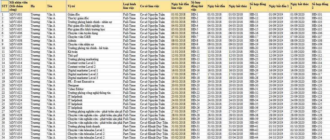 file excel quản lý nhân sự