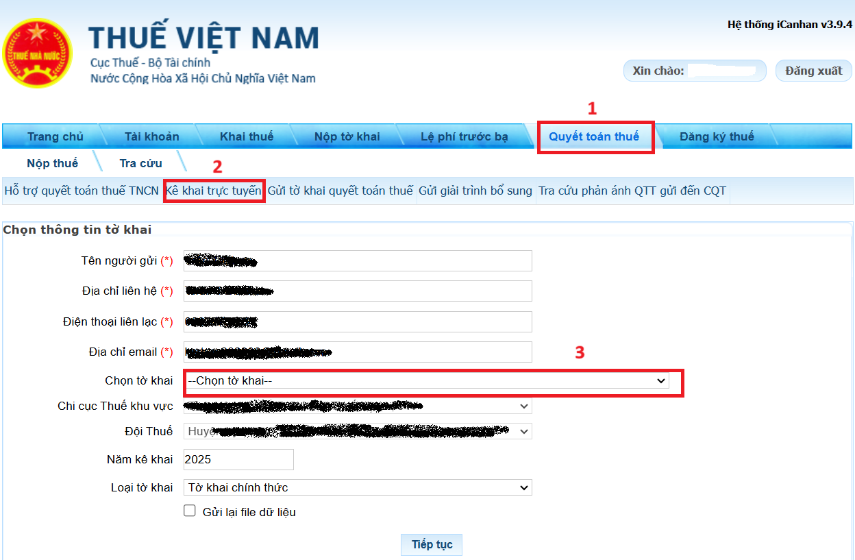 Kê khai các thông tin cần thiết để quyết toán thuế TNCN