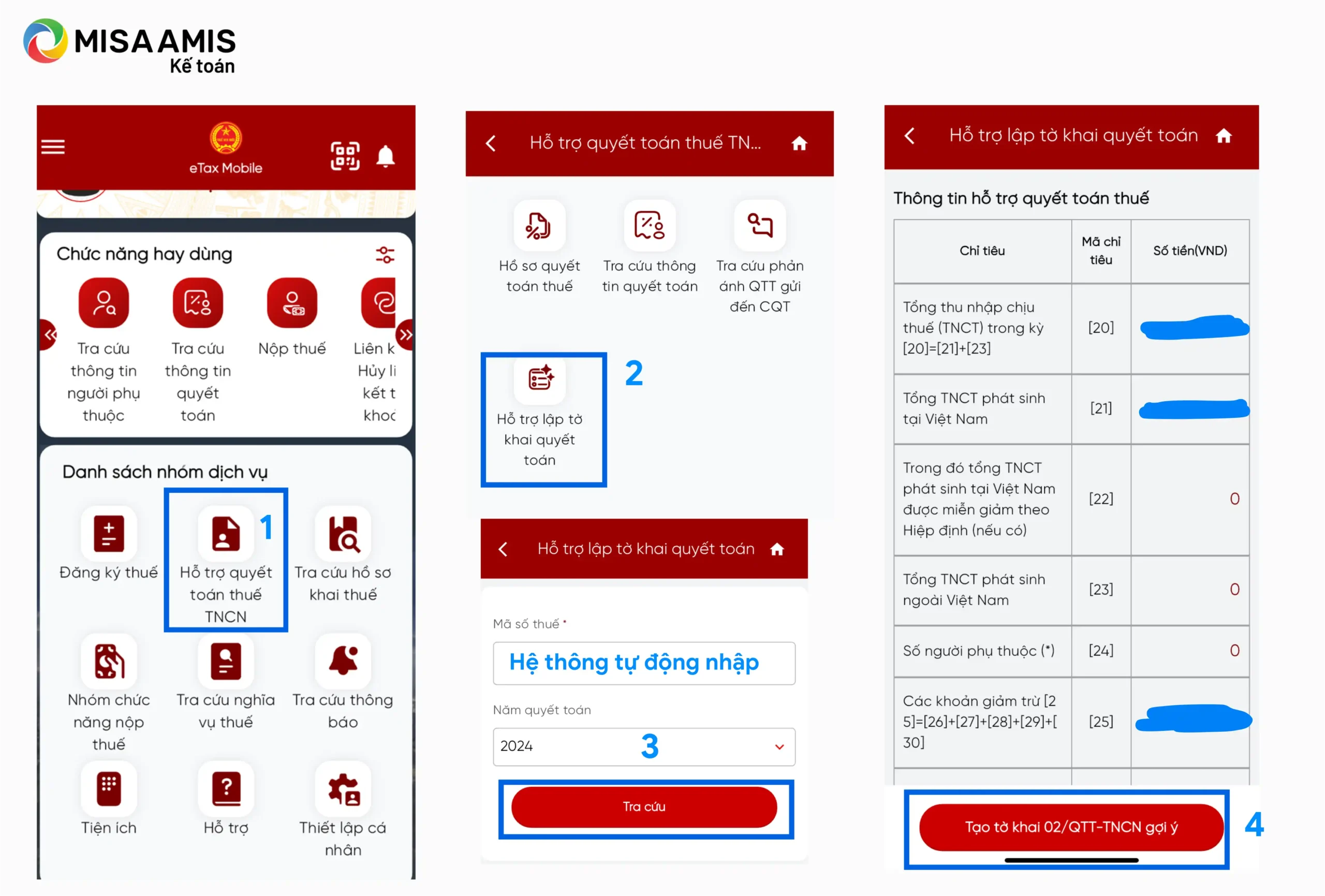 Hướng dẫn quyết toán thuế qua eTax Mobile