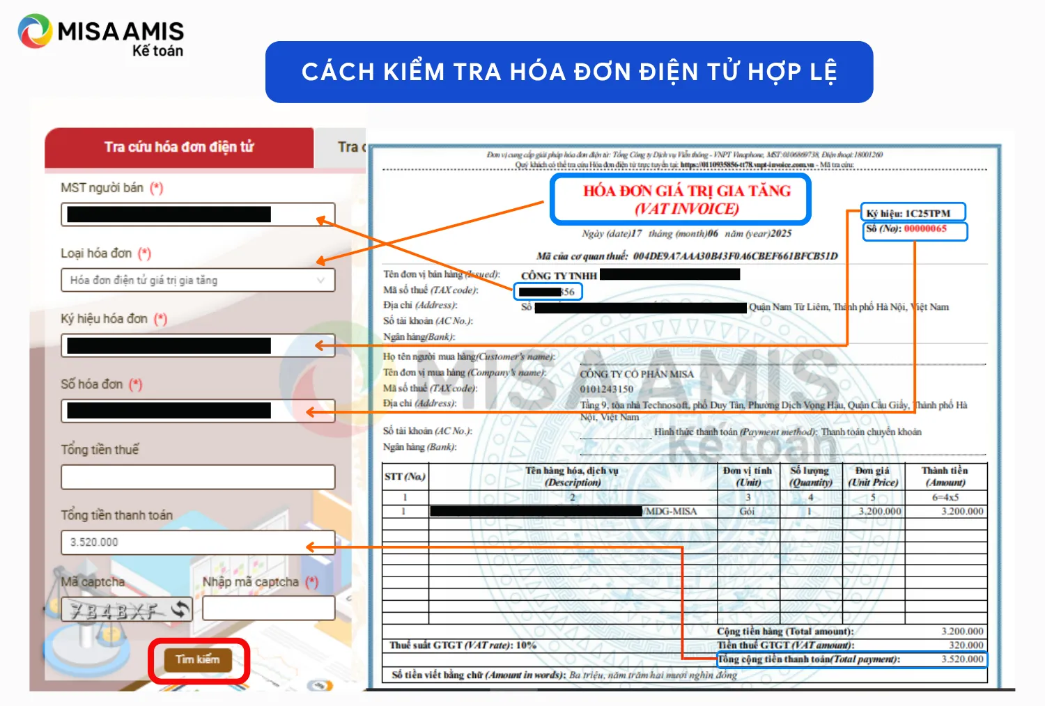 Bước 2: Điền các thông tin cần thiết để tra cứu xem hóa đơn có hợp lệ không