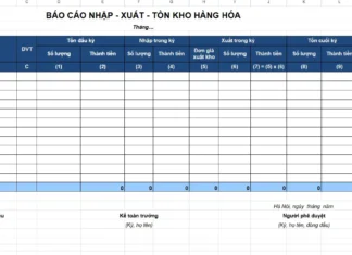 Ví dụ về mẫu báo cáo tồn kho