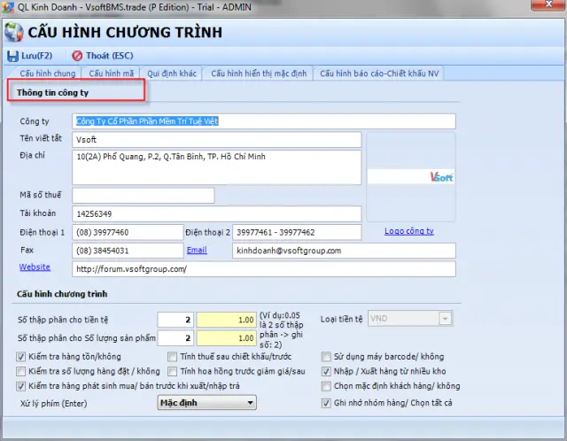 Phần mềm bán hàng vật liệu VSoft BMS