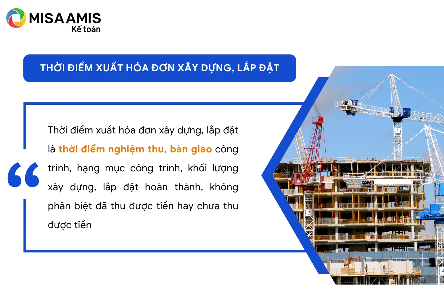 Thời điểm xuất hóa đơn xây dựng lắp đặt