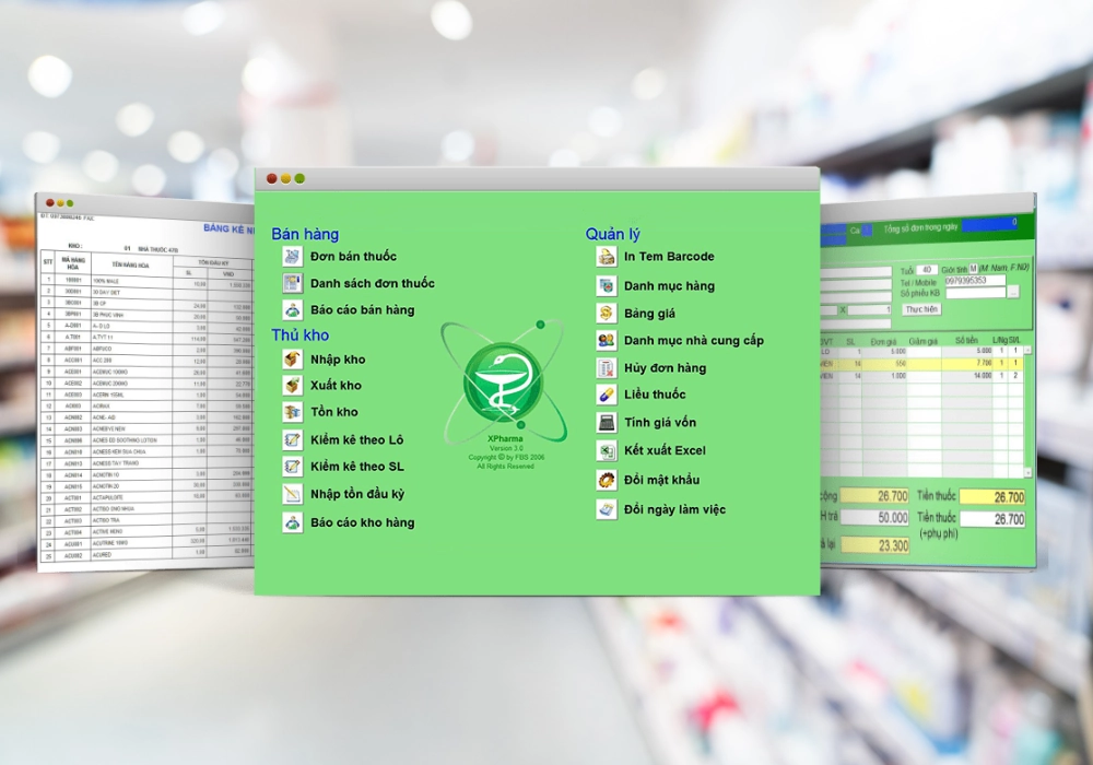 Giao diện Phần mềm quản lý nhà thuốc XPharma