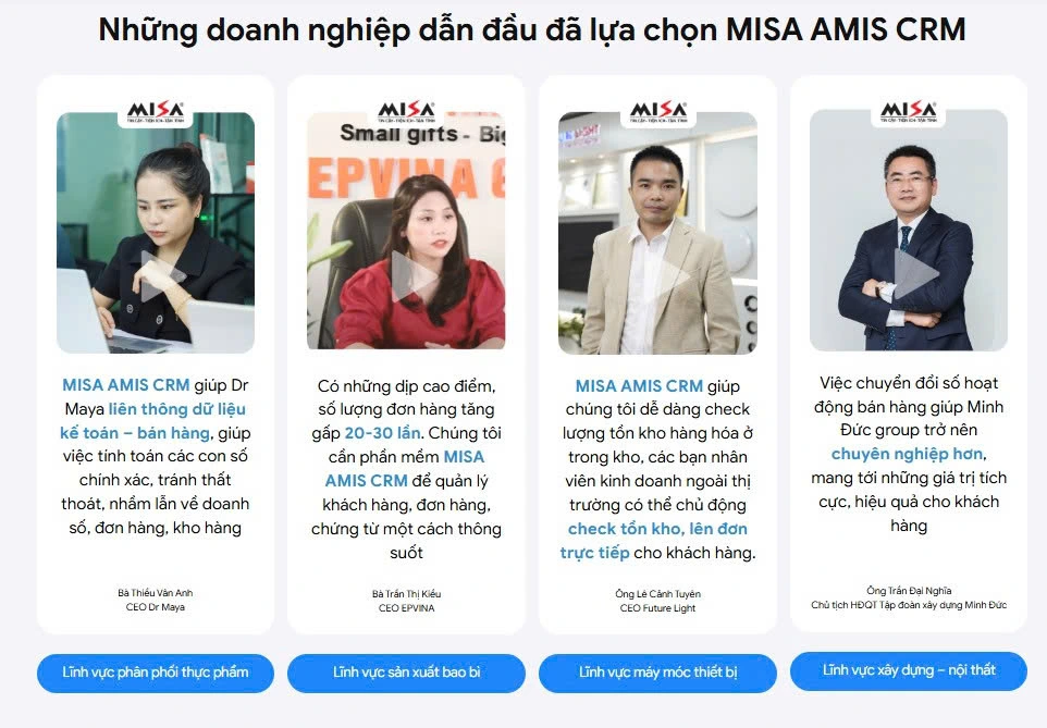 các doanh nghiệp đã trải nghiệm MISA AMIS CRM
