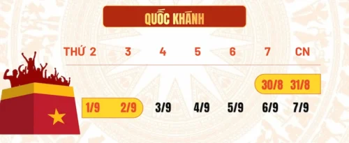 lịch nghỉ lễ 2/9/2025
