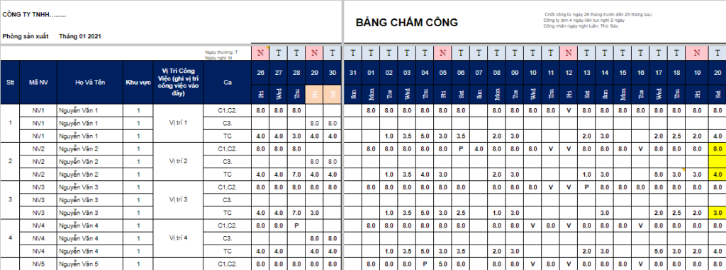 File chấm công