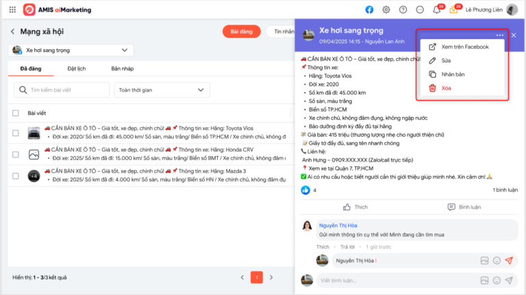 Phần mềm cho phép quản lý bài đăng trên fanpage dễ dàng